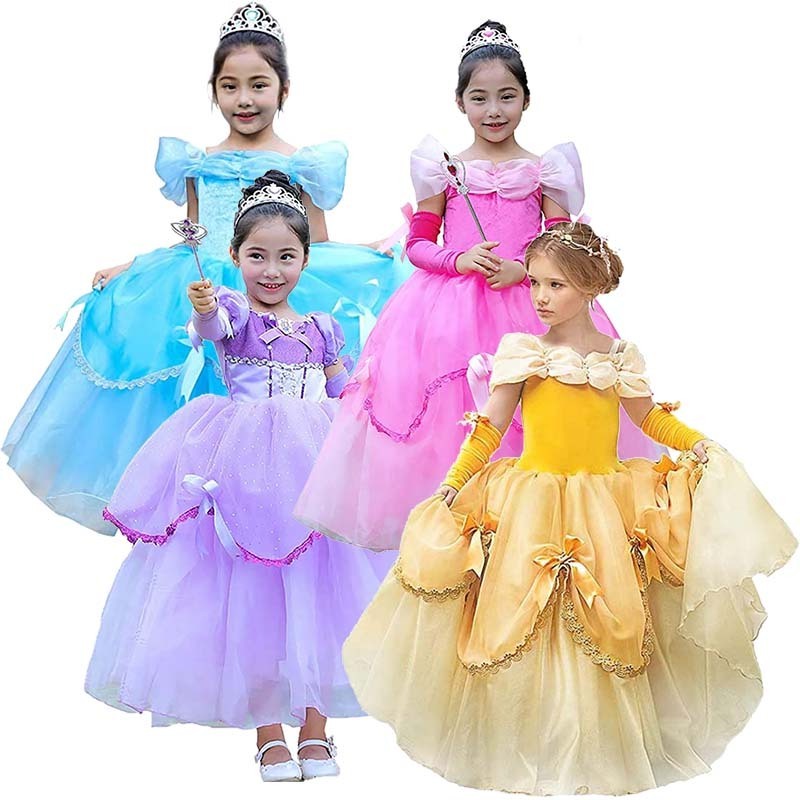 Hot Sell In 2023 Girls Fairy Costume Princess Yellow Girl Princess Costume With Full Accessories HCBL-010