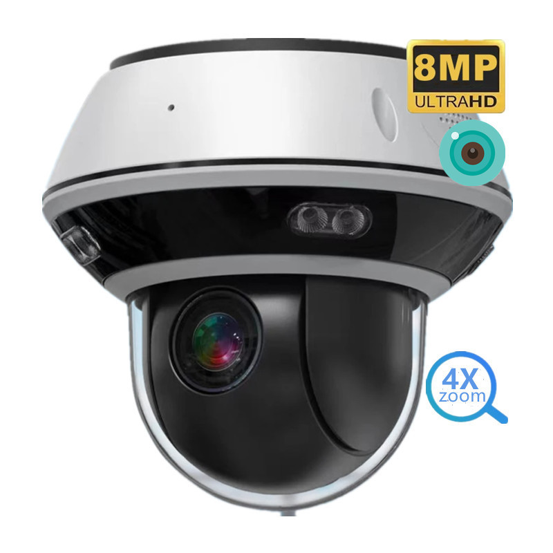 Pro 4K 8MP 5MP PTZ PoE IP IR 50m Video CCTV Security Dome 4X Optical Zoom Surveillance Outdoor Waterproof IP66 Camera