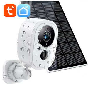 Tuya Smart Life Home APP IP65 Outdoor Rechargeable Battery Powered Siren Alarm Spotlight WiFi 1080P CCTV Solar Camera