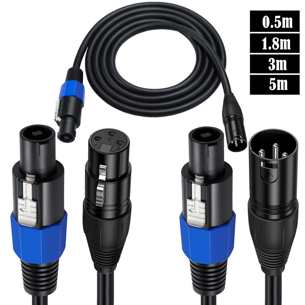 Speakon to XLR Cable Audio Jack Speakon Plug Male to XLR 3Pin Female Speaker Extension Cable Microphone Mic Wire with Twist Lock