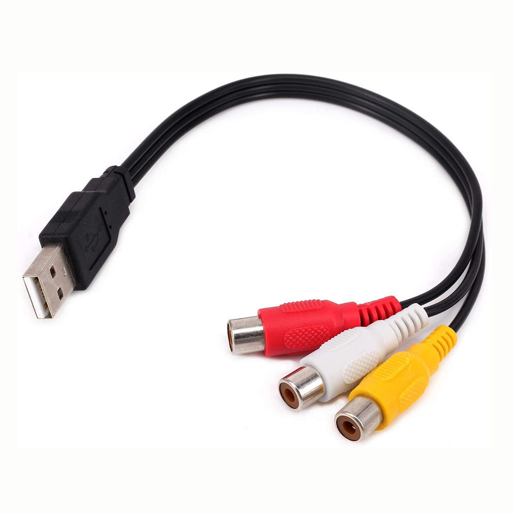 USB Male A to 3 RCA AV A/V TV Adapter Cord Cable USB to 3RCA Audio Video Cable for Box TV/PC Game Consoles