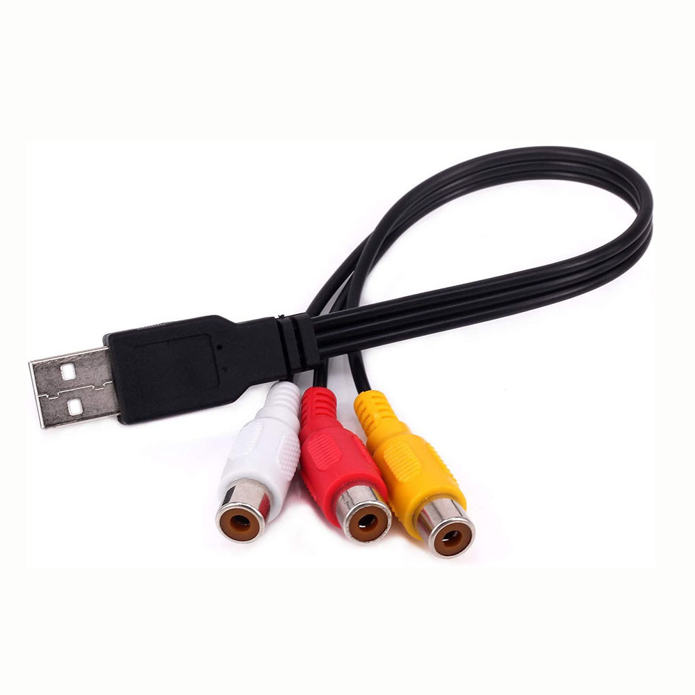 USB Male A to 3 RCA AV A/V TV Adapter Cord Cable USB to 3RCA Audio Video Cable for Box TV/PC Game Consoles