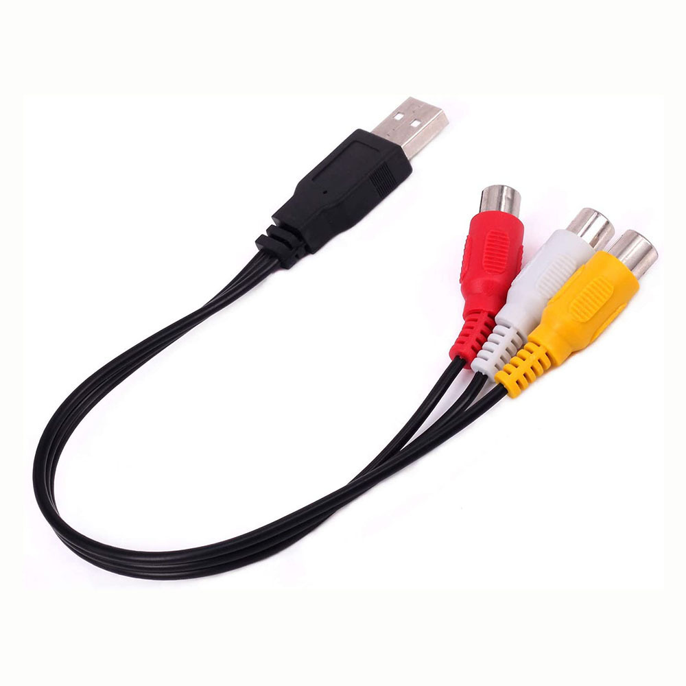 USB Male A to 3 RCA AV A/V TV Adapter Cord Cable USB to 3RCA Audio Video Cable for Box TV/PC Game Consoles