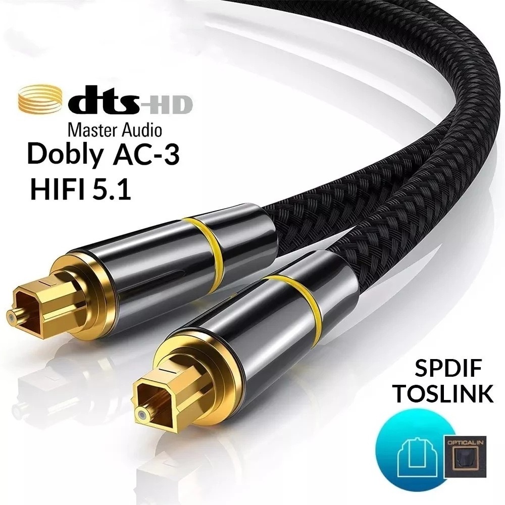 Toslink Optical Audio Cable, SPDIF Digital Fiber Optic Male to Male Cord