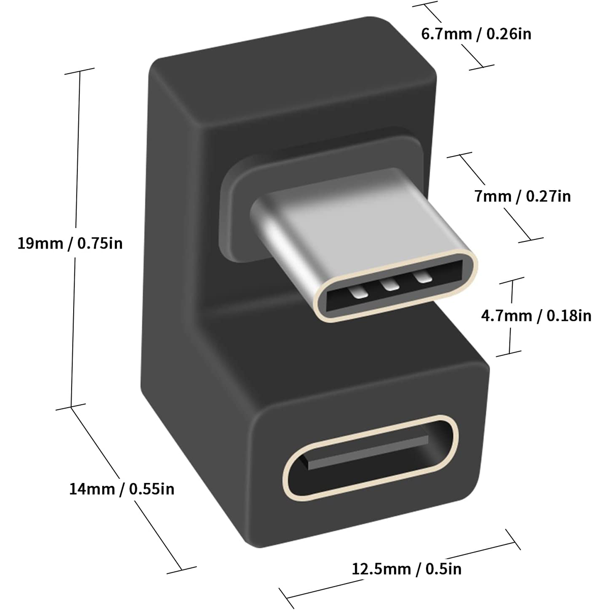 USB C 180 Degree Angled USB C to USB C 3.1 10Gbps Converter Connector Extension Adapter