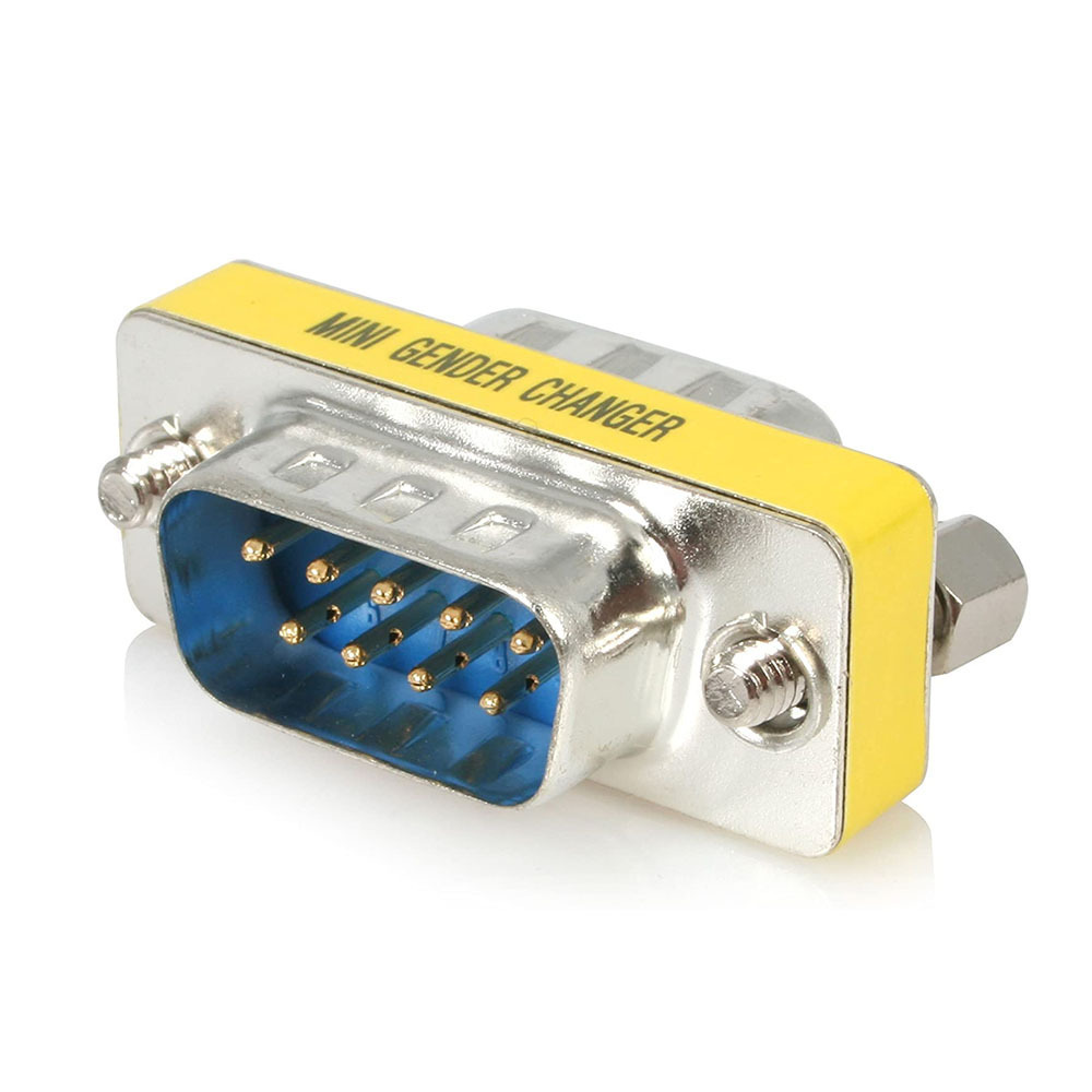 Serial RS232 DB-9 (M) to DB-9 (M) Connector, DB9 Gender Changer Male to Male Connector Coupler Adapter