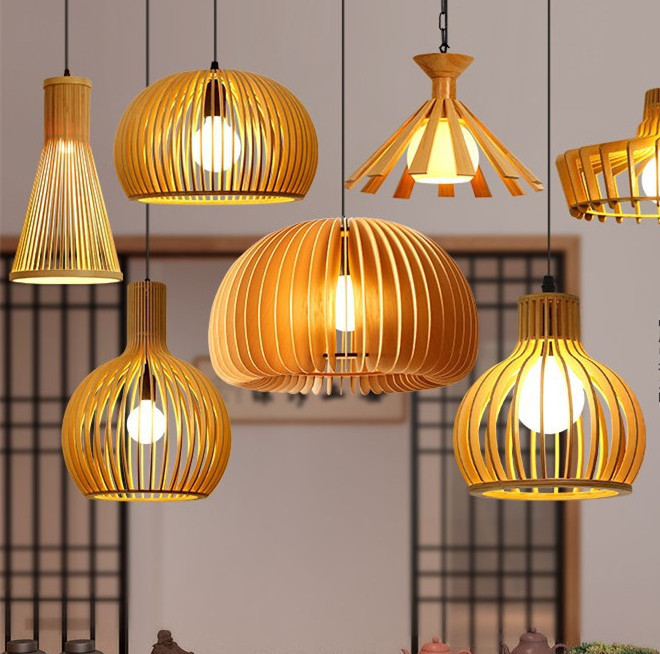 hotel lobby living room bedroom antique wooden pendant lighting fixtures modern pendant lamp E27