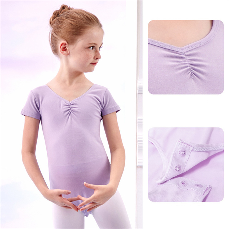 RTS Kids Bodysuit Custom Short Sleeve Ballet Costumes Kids Stage Dance Wear Girls Leotards Ballet Dancewear