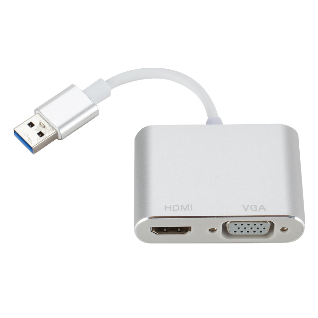 USB3.0 to HDMI VGA Adapter 4K HD 1080P Multi-Display 2-in-1 USB to HDMI Converter Audio Video Cable For Macbook Computer