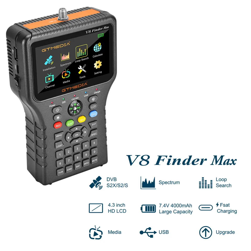 Freesat V8 finder Max DVB-S DVB-S2 MPEG4 With 3.5 Inch TFT LCD satellite finder GTmedia finder H.265 Satellite receiver