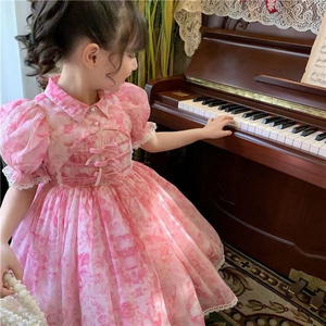 new arrival infant girls' tutu dresses pink blue flower toddler baby princess dress clothing 021S