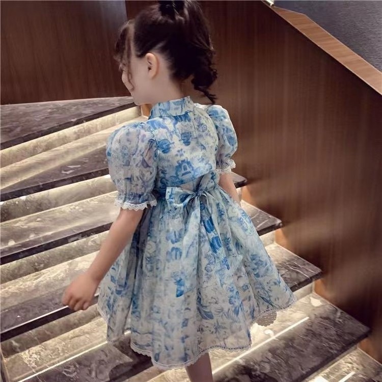 new arrival infant girls' tutu dresses pink blue flower toddler baby princess dress clothing 021S