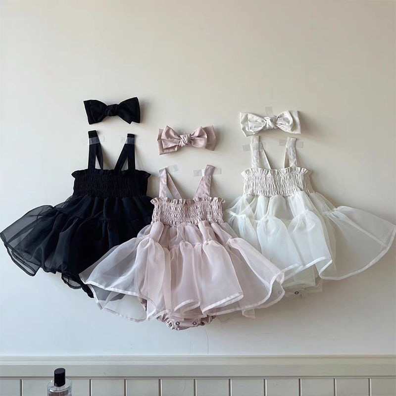 2023 fashion summer infant baby girls rompers ruffles tulle kids tutu romper boutiques wholesale children clothing