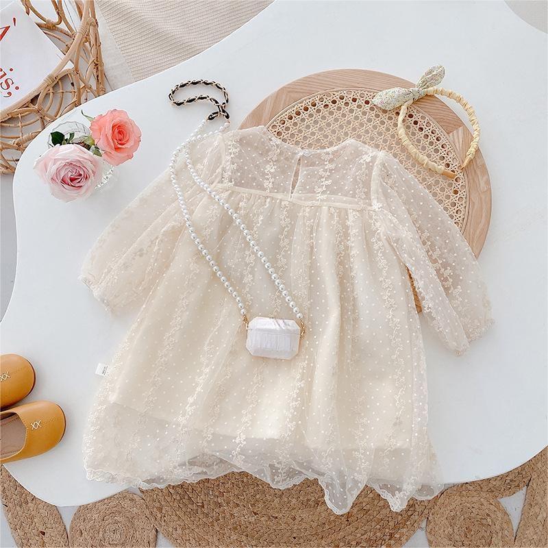 summer lace ruffles infant toddler baby girls dresses long sleeve tulle tutu princess kids clothing wholesale 2043