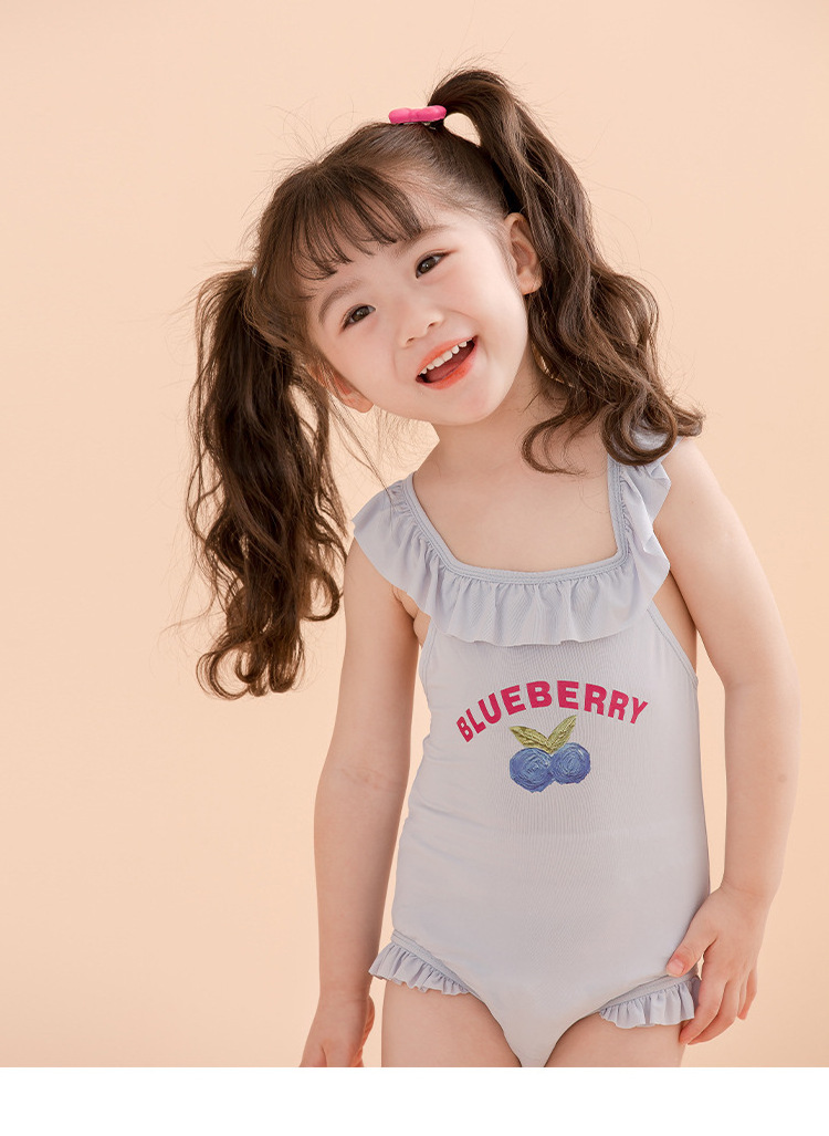 2023 summer new arrival flower blueberry child kids swimming clothes swim wear jumpsuit for baby girls 1111