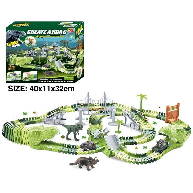 192Pcs Electric Create A Dinosaur world Road Race Flexible Track Slot Car Racing Track