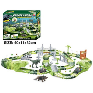 192Pcs Electric Create A Dinosaur world Road Race Flexible Track Slot Car Racing Track