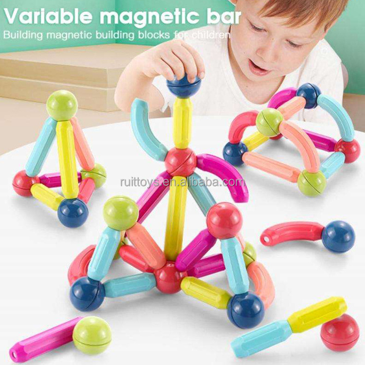 64Pcs Magnetic Balls And Rods Set Education DIY Magnet Building Blocks Stick For Kids