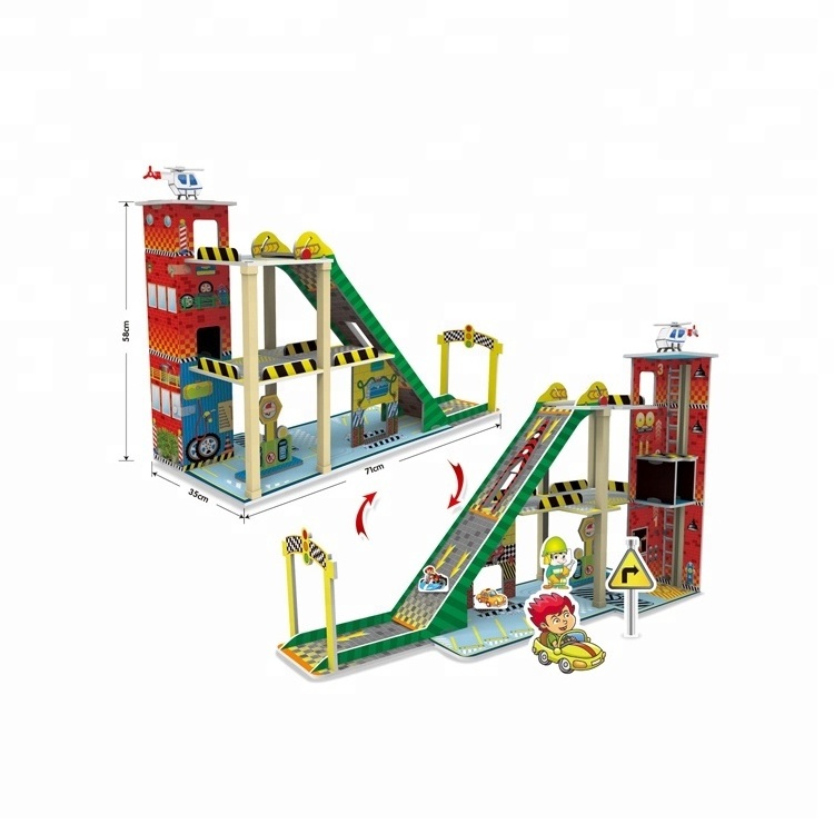 DIY Parking Lot Runway Fire Station Assembling Wisdom Building Blocks for Kids