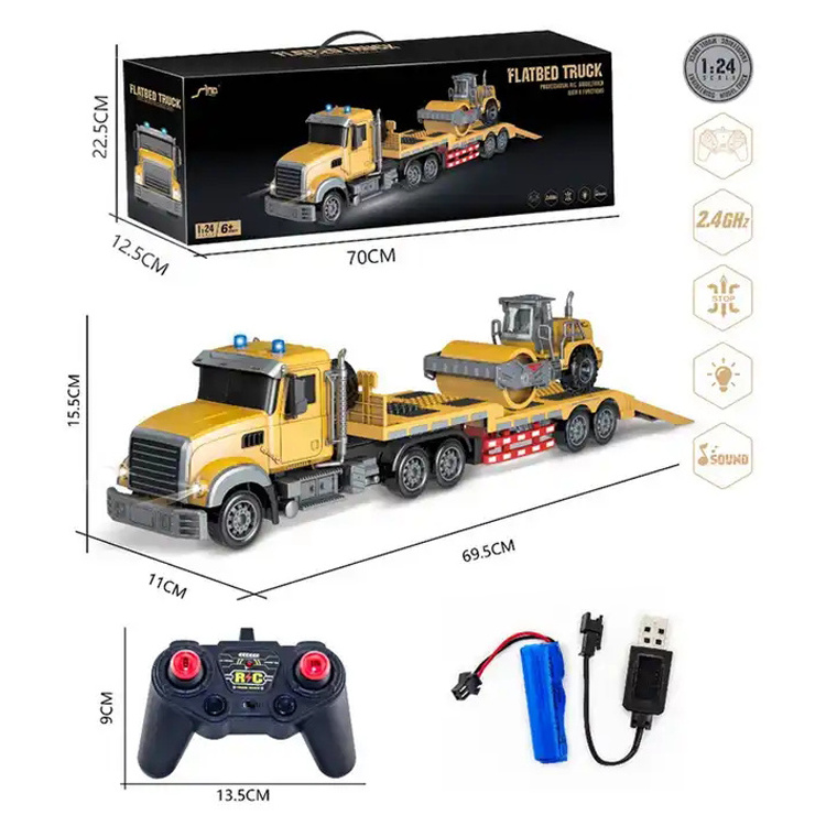 Rc Car Trailer Six Channels 1:24 Scale Remote Control Container Truck RC Toy