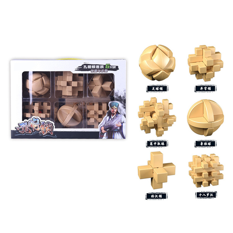 Chinese Puzzle Games 3D Brain Teaser Wooden Kongming Luban Magic Lock Toys