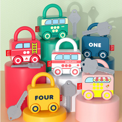 Colorful Cars Educational Numbers Matching Counting Toys Kids Learning Locks with Keys