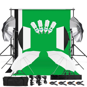 Photography Soft Box Photo Studio Lighting Kit Green Screen Backdrop Background Stand Softbox Umbrellas Light