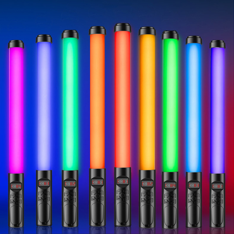 RGB Light with Barn Door Photography Portable Handheld LED Video Light Stick Fill Lighting for Film Party Photo