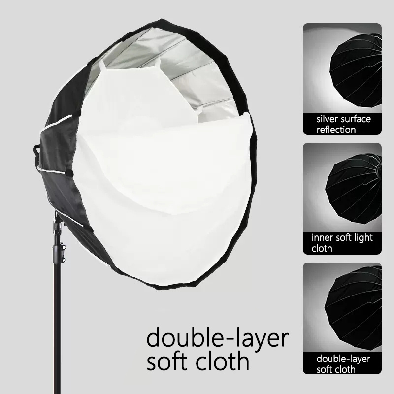 90cm Softbox Black Silver 16-rib Deep Parabolic Umbrella Softbox Grid For Photo Studio Photography Flash Light