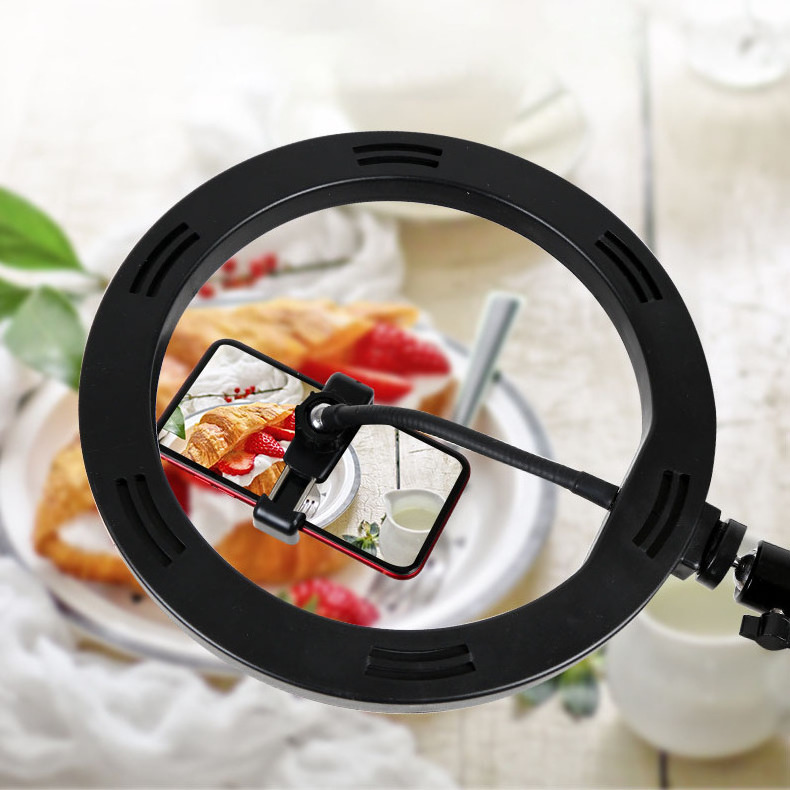 10Inch Led Ring Light with Tripod Stand Adjustable Overhead Lightring Food Jewelry Makeup Live Streaming Fill Light