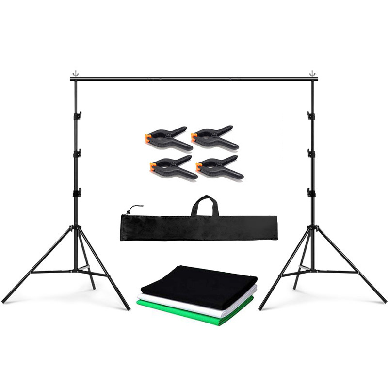 Photography Studio Set 2.6M x 3M Background Stand Green Screen Backdrop Softbox Umbrellas Bulbs Lighting Kit