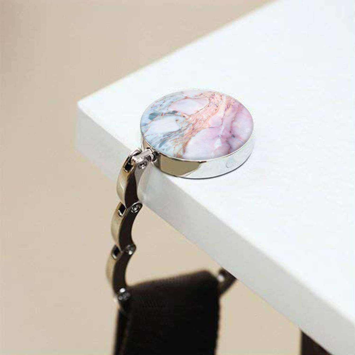 Hot Sale Marble Pattern Folding Purse Hook Hanger with Logo Bag Holder for Table