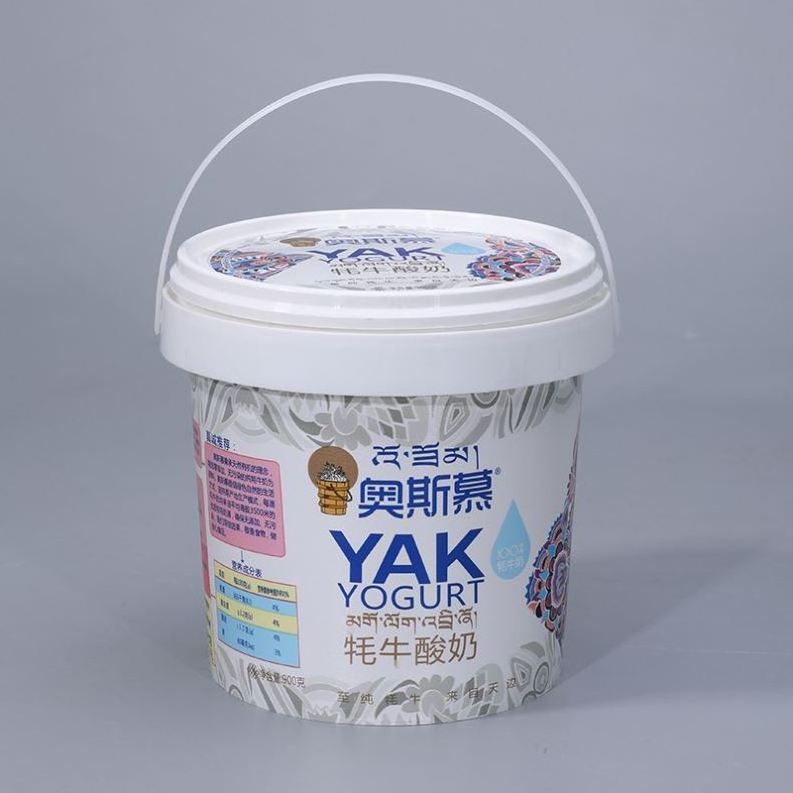 Manufacturer Cheap Clear Plastic Round Custom Printed Candy Popcorn Cookie Bucket With Lid Handle