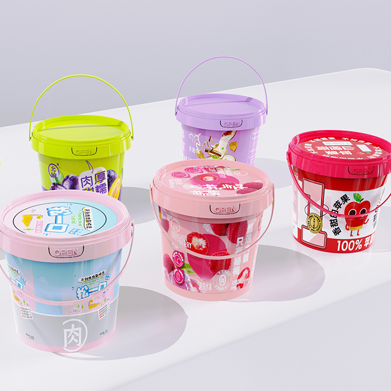 Custom PP Plastic Peanut Cotton Candy Container Packaging Bucket For Shaved Ice Cold Drinks