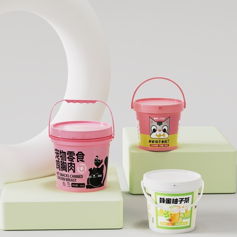 Factory Custom Pet Snacks Bite Cookies Food Grade PP Plastic Bucket Container With Tamper Evident Lid