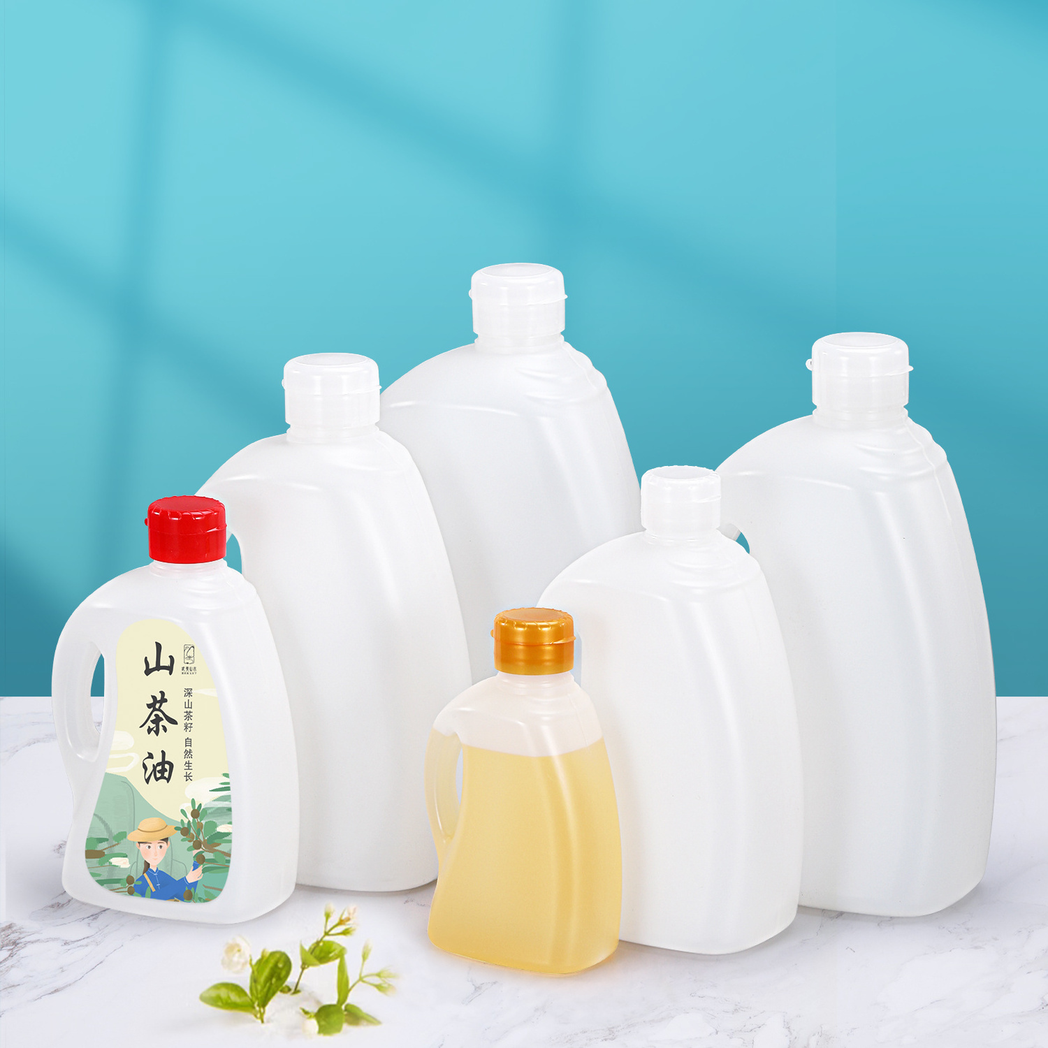 Wholesale HDPE 1~5 litre Plastic Empty 1 Litre Edible Oil Bottles For Wine Liquid Packaging