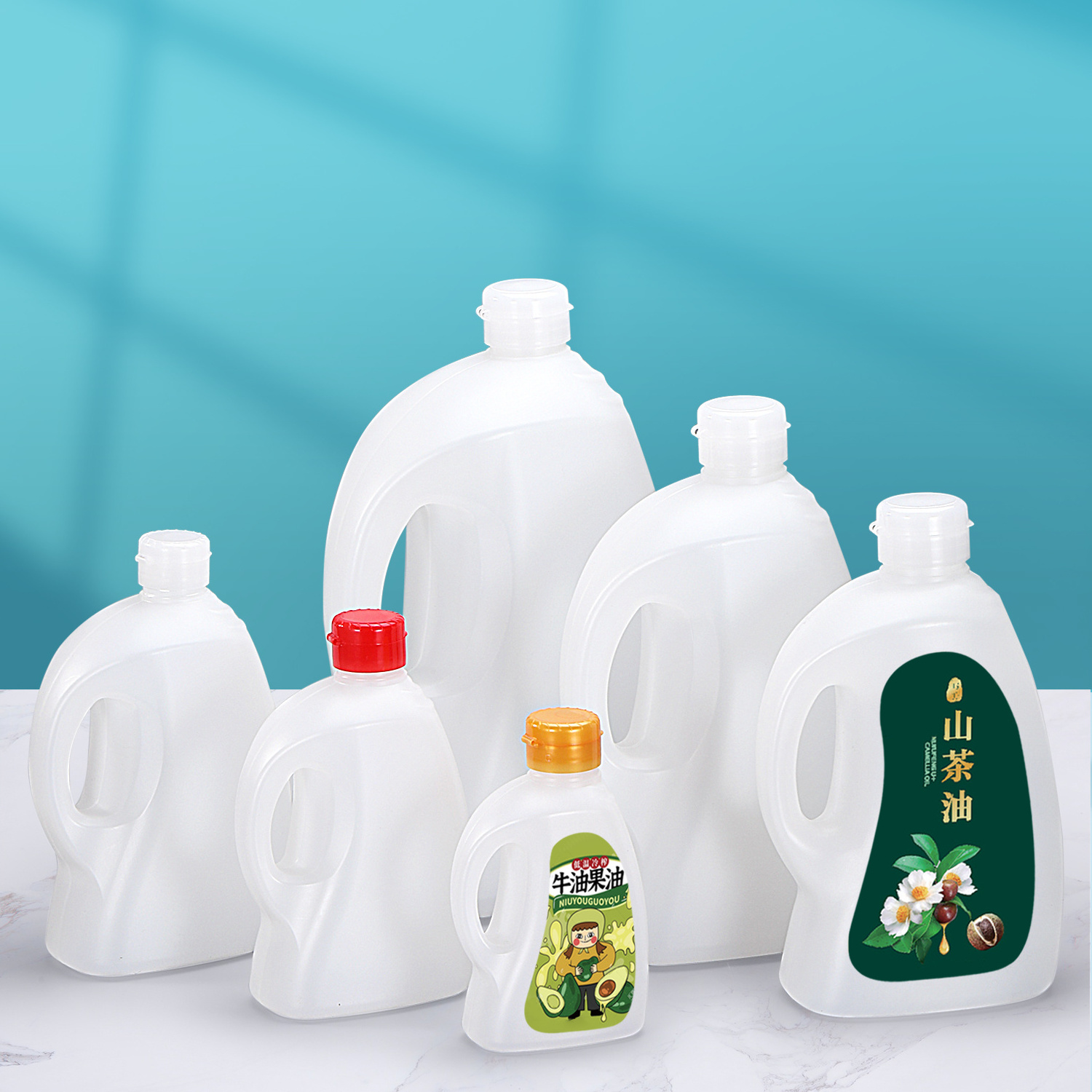 Wholesale HDPE 1~5 litre Plastic Empty 1 Litre Edible Oil Bottles For Wine Liquid Packaging