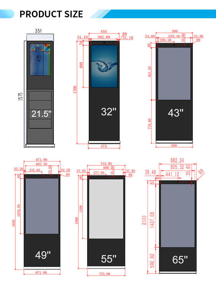 free stand android wifi 32 inch slim standalone restaurant digital signage lcd kiosk