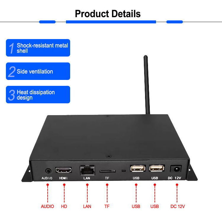 good quality 2k 4k smart rk3288 media tv player android control box for digital signage