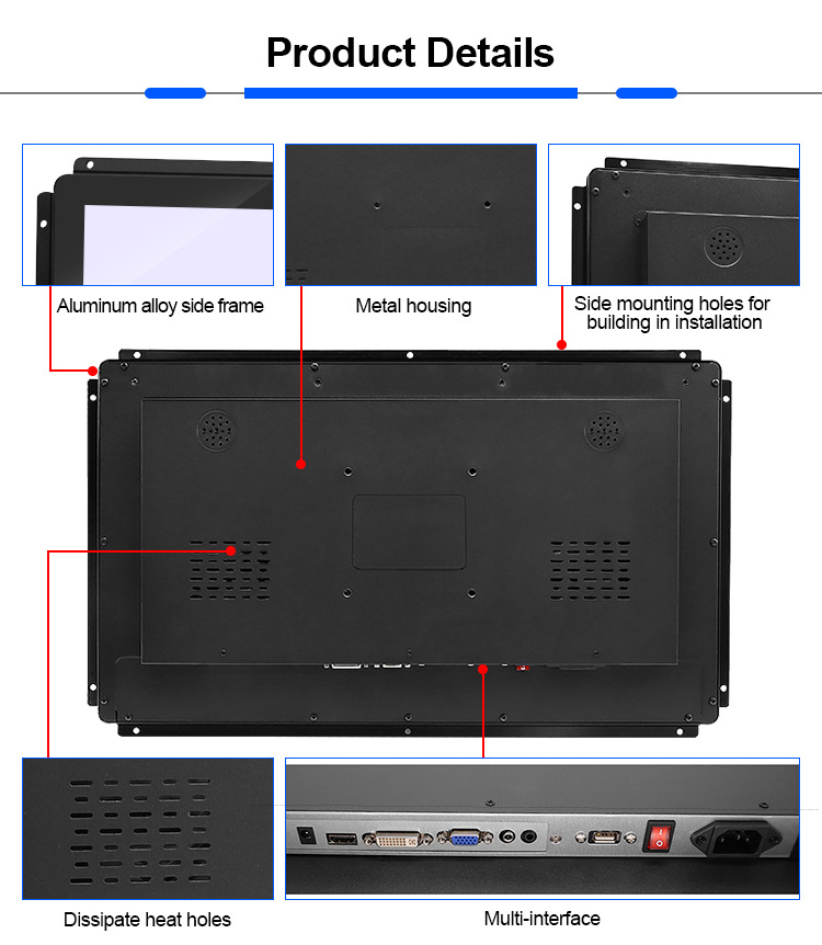 usb bnc rs232 vga input 22 inch tft lcd touch screen monitor panel 22inch with touch screen