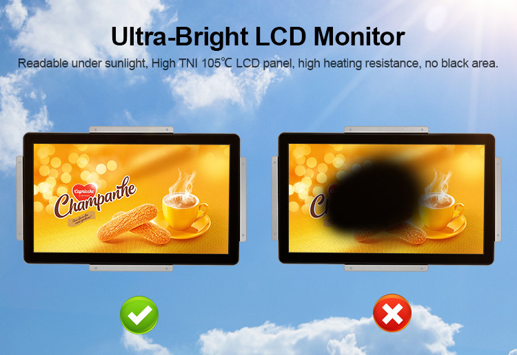 17 inch hd input sunlight 2000 nits high brightness lcd open frame monitor with sdi av bnc