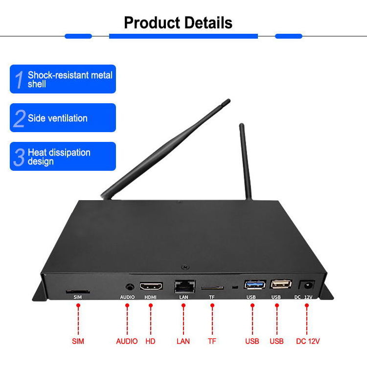 2022 3G 4G android WiFi full hd lcd advertising digital signage smart media player control box