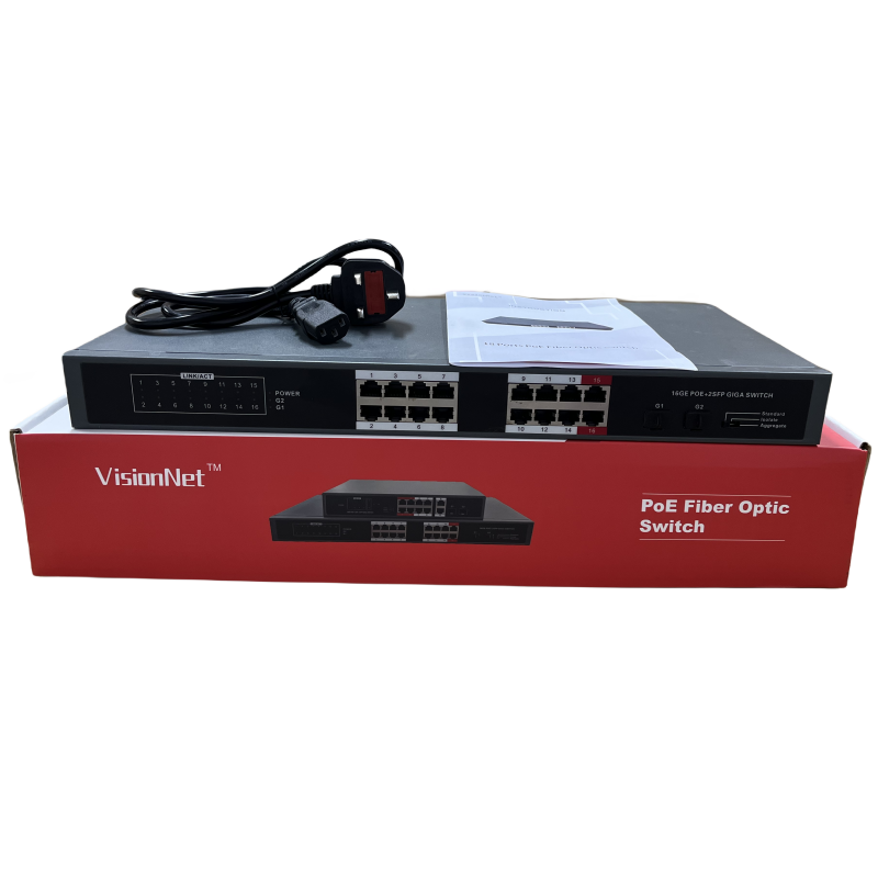 High Quality Industrial Enterprise PoE Network Switches 8 12 16 18 Ports + 2 SFP Fiber Optic Ports Unmanaged Gigabit Poe Switch