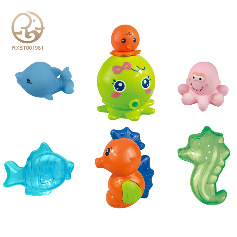 Factory supply kids other baby toys summer interesting cute animal baby octopus frog water rubber bath soft toys