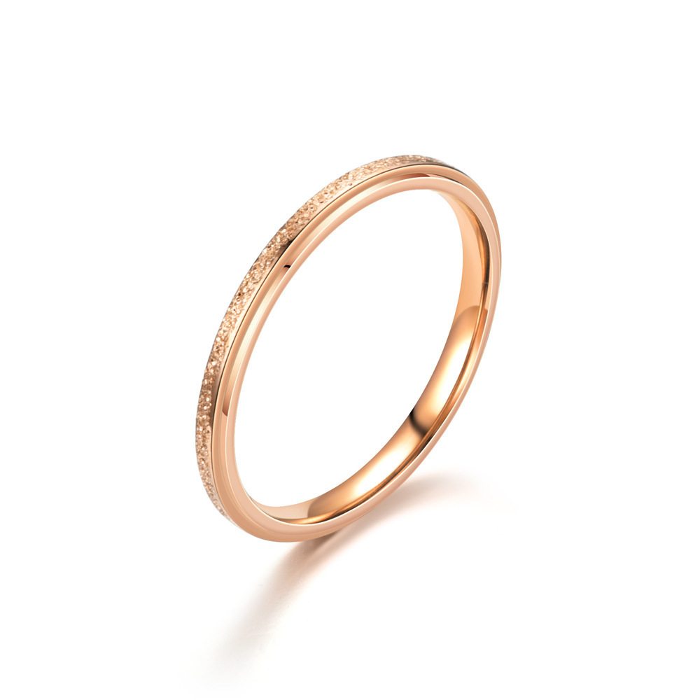 Wholesale Cheap 2mm Matt Stainless Steel Rose Gold Plated Thin Finger Statement Ring Women Engagement Ring Band