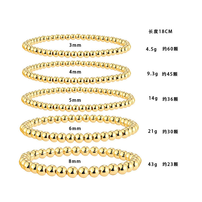 Wholesale Handmade Lucky Gold Filled Ball Beads Stackable Relationship Bracelets Beaded Stretch Bracelet Minimalist