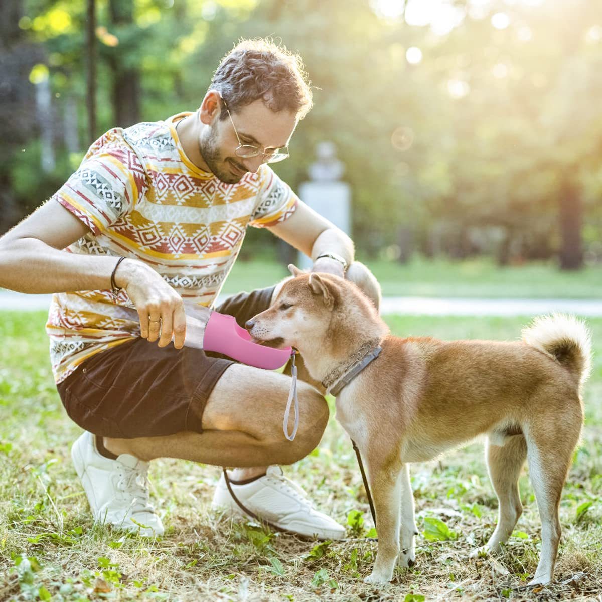 Dog Water Bottle with Food Container Portable Travel Dog Water Dispenser Puppy Drinking Bowl for Outdoor Walking