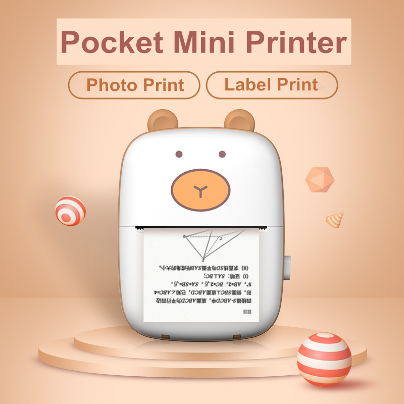 Portable Notes Printer 55mm Mini Pocket Wireless Thermal Photo Image Printer Compatible with All Smartphone