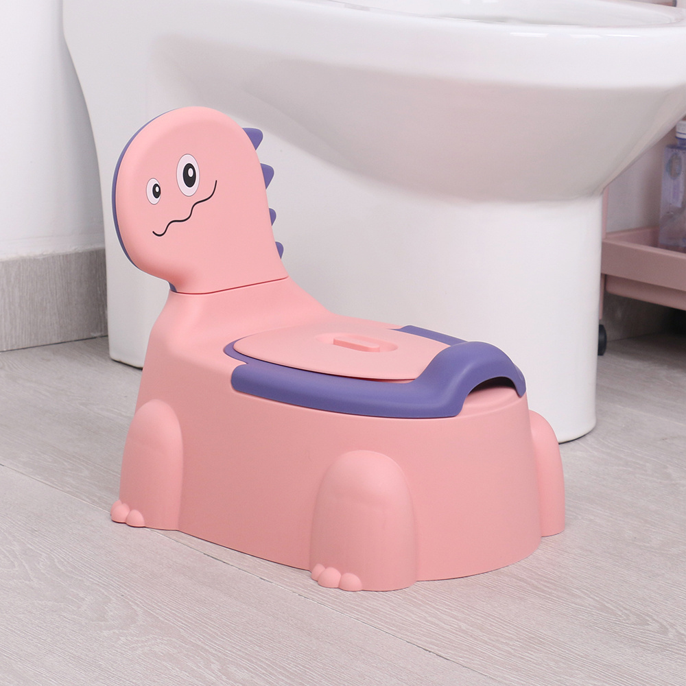 Wholesale Kids Plastic Potty Chair Anti-splash Baby Toilet Trainer Potty Chair Carton Dinosaur Training Toilet travel potty