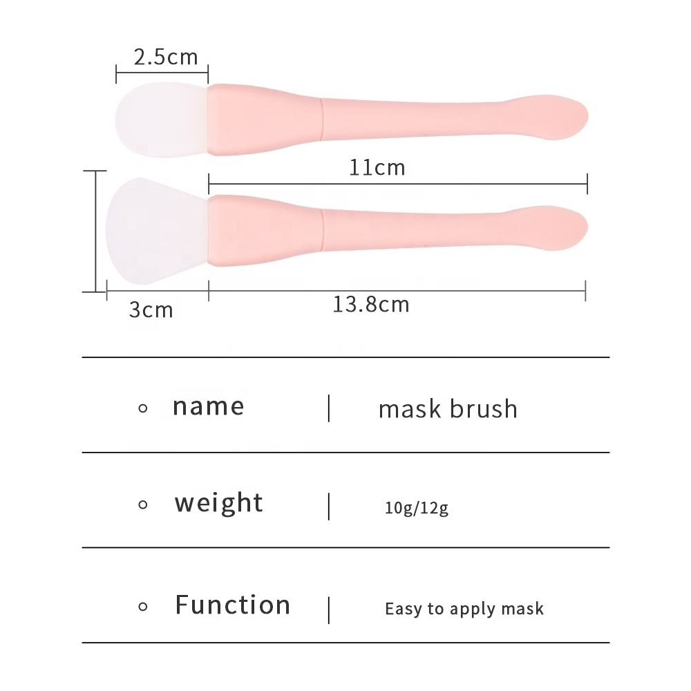 Pink Custom Logo Soft Double-end Silicone Face Mask Brush With Spatula